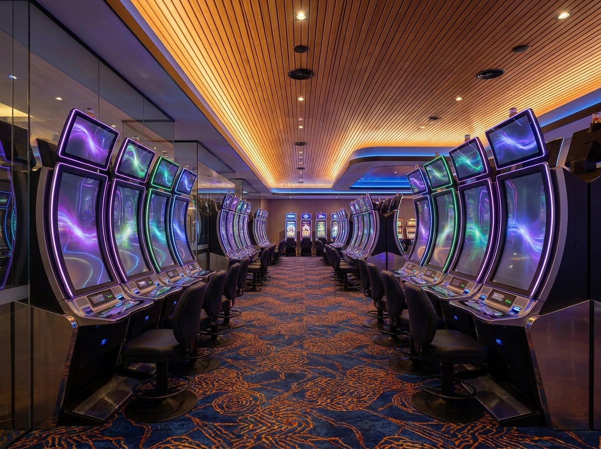 A wide club gaming floor